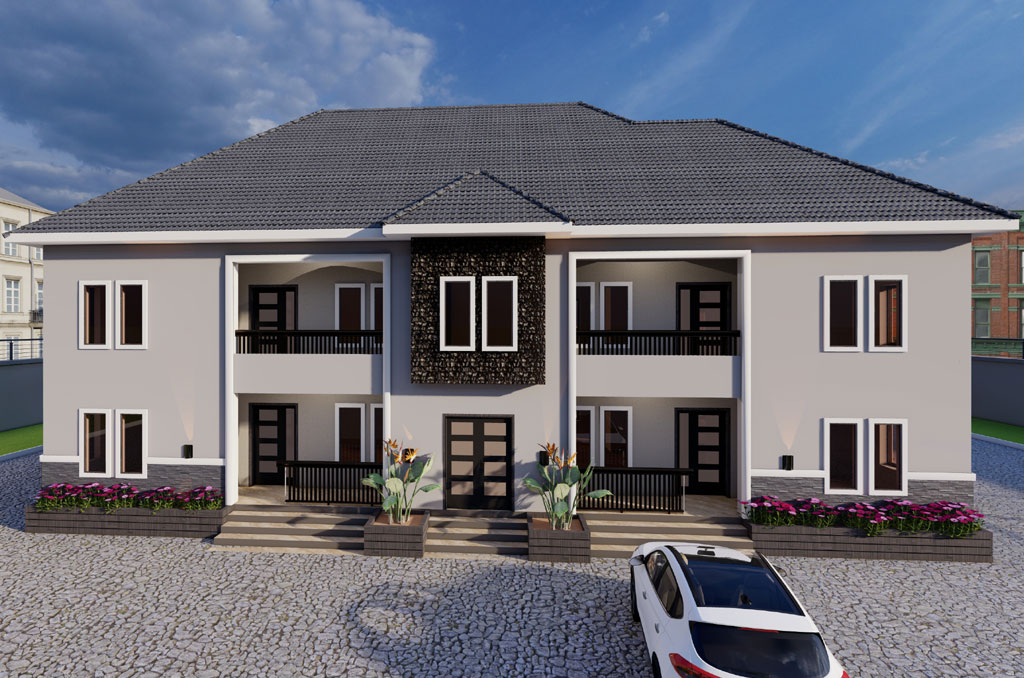4 unit 2 bedroom apartment house plan