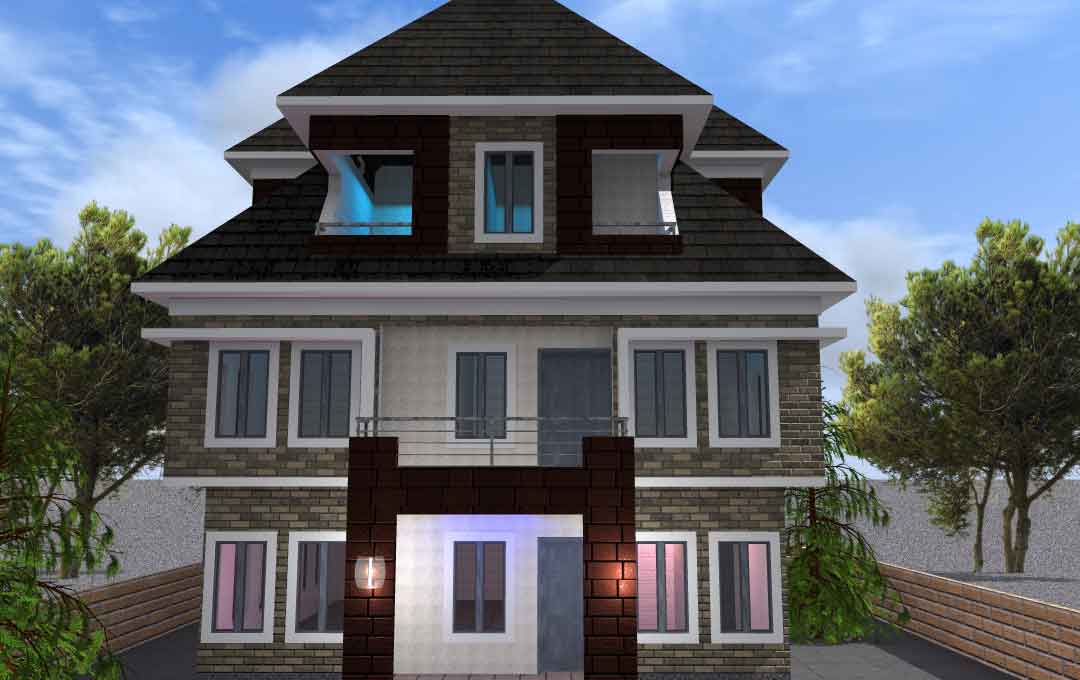 Modern 4-Bedroom Duplex House Plan with BQ