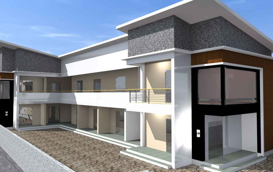 Modern shops and offices house design concept