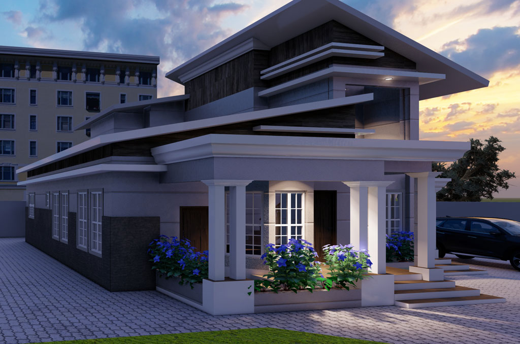 Contemporary 4 bedroom duplex design concept