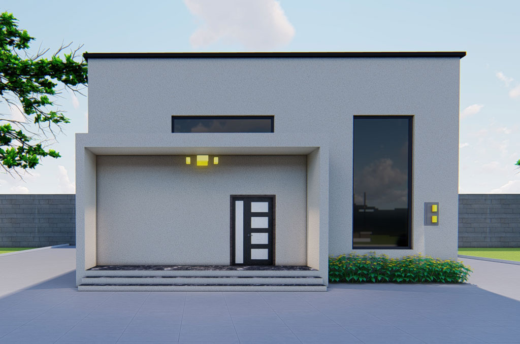 Contemporary 3 bedroom bungalow hidden roof